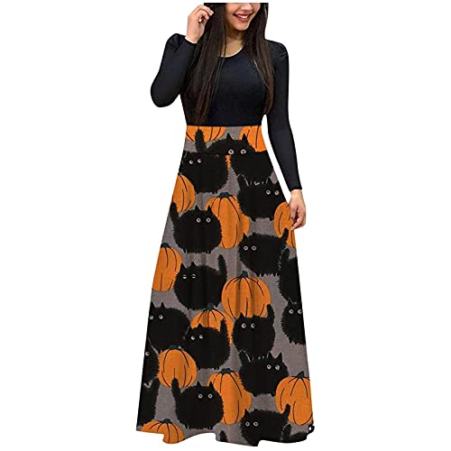 MICKURY Frauen Kleidung,Prinzessin Kleid Damen,Festliche Kleider für Damen Hochzeit,Damenkleider,extravagante Kleider,midi ballkleid,Hippie Kleidung(E-Orange,XXL) von MICKURY