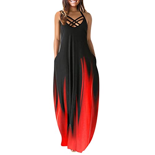 MICKURY Jeansrock schwarz Standesamt Kleider kurz Boho Kleid weiß Abendkleid Mint Damen Kleider Sommer elegant Kleider Damen festlich Zimmermann Kleid mädchen Kleider Swing cocktailkleid(D-Rot,XL) von MICKURY