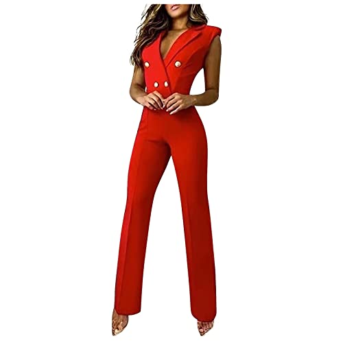 MICKURY Jogginghosen dngrs Shorts kargo Hosen Pinke Leggings Damen Leggings hautfarben Gym Leggings Damen Latex Leggings Damen Trainingshosen O'Polo Damen Camel Jumpsuits für Damen(Rot,M) von MICKURY