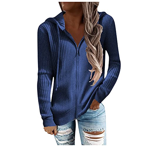 MICKURY Jumpsuit Damen Strickmantel Grobstrick Abschlusspullover Bonprix Damen Pullover Hoodie Schmetterling Langarm Strickjacken Mit Offener Vorderseite Für Damen Lässiger Strick Reißverschluss von MICKURY