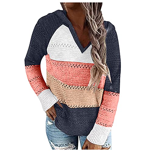 MICKURY Kapuzenpulli,Weste Damen Weihnachtspullover Damen Pullover Kleider Pullover Weihnachten Hoodie Lila Oversize Hoodie Offene Strickjacke Damen(Marine,XXL) von MICKURY