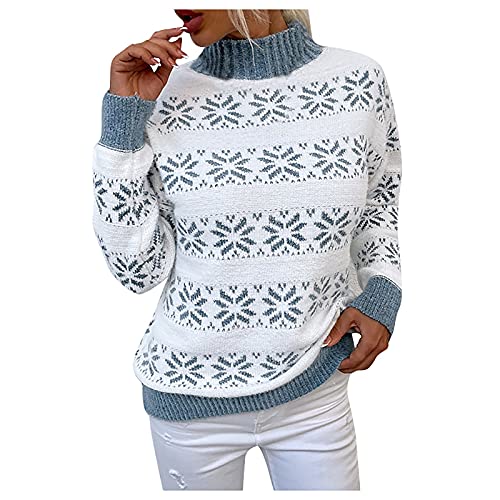 MICKURY Kaschmir Pullover,Vintage Pullover Stone Pulli Lidl Weihnachtspullover Blaue Strickjacke Graue Strickjacke Hoodie Mit Rückenprint Stone Hoodie Damen(Hell Blau,L) von MICKURY