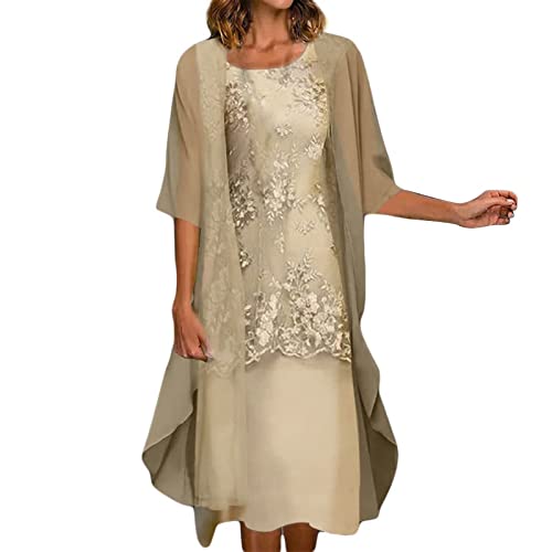 MICKURY Kleider samtkleid Lange Elegante Abendkleider für Hochzeiten Prinzessinnen brautkleid Sommerkleider Knielang Abendkleid Wikinger Kleidung midikleid Damen Sweatkleid mit Kapuze(Yellow-e,3XL) von MICKURY