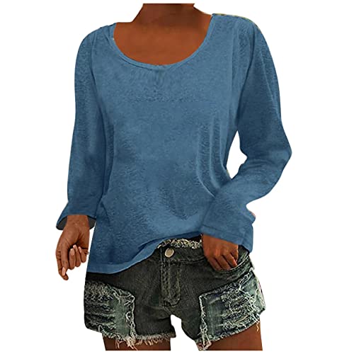 MICKURY Longpulli Damen,Kapuzenpulli Longbluse Damen Damenblau Pulli T Shirt Mit Print Fun Shirts Aimeili Base Coat Top Coat T Shirt Petrol von MICKURY