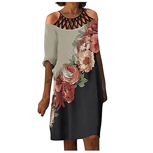 MICKURY Mittelalter Kleid,Kleid als Hochzeitsgast,Jugendweihe Kleider kurz,Maxi Sommerkleider Damen,Off Shoulder Kleid,Maxi Kleider Sommer 2022,Bohemian Kleid(A-Rosa,L) von MICKURY