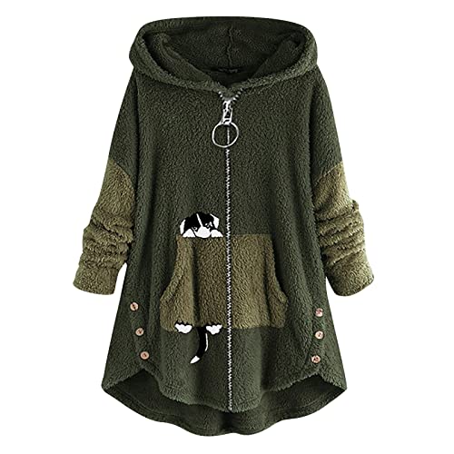 MICKURY Rollkragenpulli,Pärchen Pullover Kaschmirpullover Pullover Pink Pullover Weihnachten Damen Strickjacke Bunt Mont Strickjacke Strickmantel Grau(Grün,3XL) von MICKURY