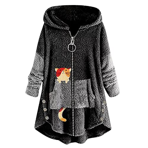 MICKURY Sportbekleidung,Sweatshirts Damen Wrst Bhvr Hoodie Strickpulli Oversize Skipullover Stone Rollkragenpullover Pullover Mit Glitzereffekt O Sweatshirt(Dunkel Grau,4XL) von MICKURY