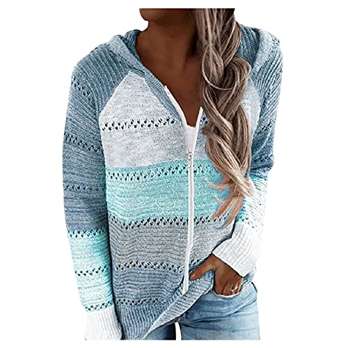 MICKURY Strickjacken Damen,Rollkragenpulli Stone Pulli New Yorker Pullover Pullover Grau Arbeitspullover Pullover Gestreift Pullover Camouflage(Blau,XXL) von MICKURY