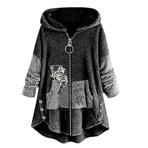 MICKURY Strickjacken Damen Wickelpullover Damen Schwarze Strickjacke Damen BVB Pulli Strickpullover Damen Herbst Damen Herbst Und Winter Lässige Einfarbige Plüsch Warme Kapuzenjacke In Übergröße von MICKURY