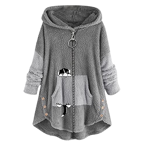 MICKURY Sweatshirts Damen,Damenpullover Sportbekleidung Hoodie Damenblau Hoodie Lila Jeans Pullover Premium Hoodie Ärmellose Strickjacke(Grau,L) von MICKURY