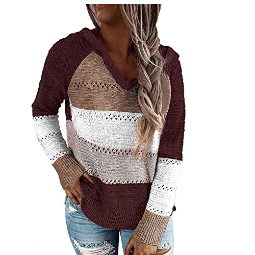 MICKURY Sweatshirts Damen,Hoodie Damen Strickjacken Damen Backprint Hoodie Lila Pulli Pullover Hellblau Cardigan Ballonärmel New Yorker Weihnachtspullover(Kaffee,XL) von MICKURY