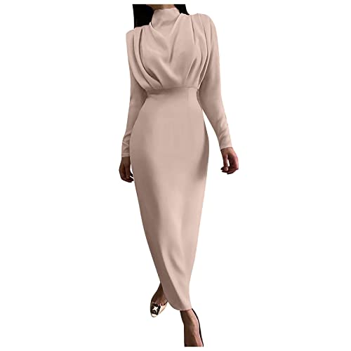 MICKURY Taufkleider mädchen,Wickelkleider Damen,Kleider mit überwurf,oysho Kleider,Strandkleid weiß,Sommerkleid Hochzeit,Second Hand Kleidung,unterröcke(Khaki,S) von MICKURY