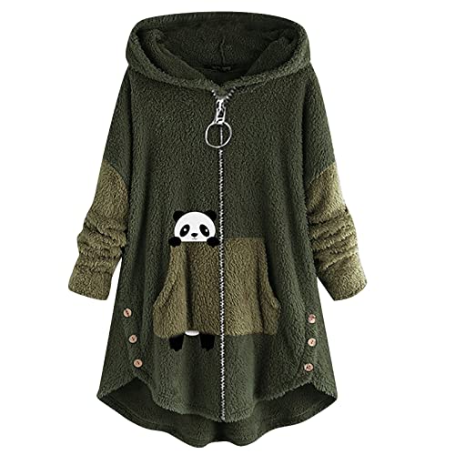 MICKURY Vintage Pullover,Longpulli Damen Sweatshirt Damen Decken Hoodie Damen Weihnachtspullover Hoodie Bedrucken Lassen Puffärmel Pullover Pulli Weiß(Grün,L) von MICKURY