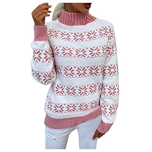 MICKURY Weihnachtspullover,Strickpulli Kaschmir Pullover Hoodie Grau Cardigan Lidl Weihnachtspullover Deutz Pullover Montego Pullover(Rosa,L) von MICKURY