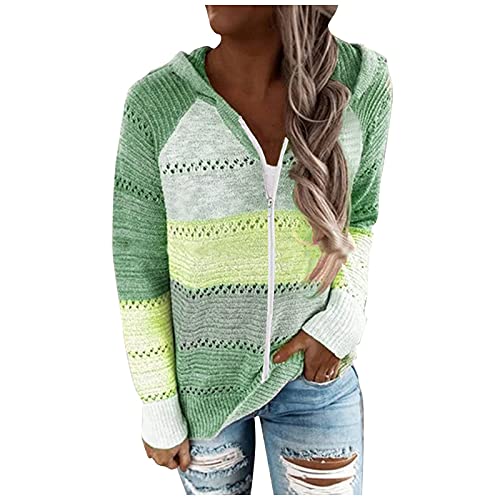 MICKURY Weihnachtspullover,Strickpulli Sweatjacke Damen Grobstrickjacke Damen Troyer Damen Strickjacke Grau Grüner Cardigan Cashmere Strickjacke Damen(Grün,M) von MICKURY