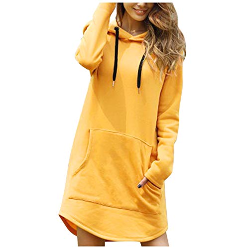 MICKURY Zip Hoodie Familien Weihnachtspullover Zip Pullover Schwarz Hoodie Pullover Mit Totenkopf Langer Lockerer Fester Hoodie Mit Kordelzug Und Großer Tasche Für Damen Gelb XXL von MICKURY