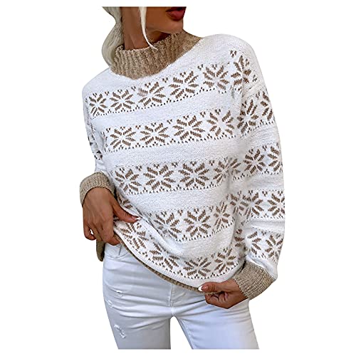 Pullover Damen,Strickpulli Damenpullover Leichte Strickjacke Damen American Vintage Pullover Damen Weihnachtspullover Stone Damen Ssv Jahn Regensburg Pullover(Khaki,L) von MICKURY