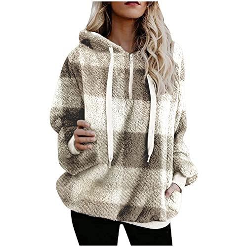 Rollkragenpullover Damen,Sweat Jacken Pärchen Pullover Zip Pulli One Piece Pullover Strickjacke Damen Grobstrick Cardigan Damen Rosa Schwarzer Kapuzenpullover(Weiß,S) von MICKURY