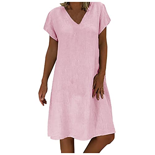 Sommerkleid ernstings Family Kleider Kleider größe 48 hemdkleid Damen Bleistift Rock brautkleid Strand Kleider größe 46 abtanzballkleider maxikleid dunkelblaue Kleider etuikleid Damen(Rosa,Large) von MICKURY