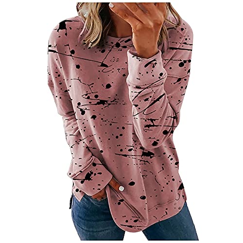 Stone Pullover,Sweatshirts Strickjacken Damen Oversize Strickjacke Grobstrick Damen Rollkragenpullover Damenblauer Pullover Berg Strickjacke Damen Pullover Damen Herbst 2022(Rosa,Einheitsgröße) von MICKURY