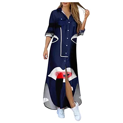 Strandkleider Damen Sommer,Hosenanzug Brautmutter Standesamt,navabi Kleider,Langer Rock Damen Sommer,hochzeitskleid schwanger,Spitzenkleid,midikleider Sommer 2022(2-Navy,M) von MICKURY