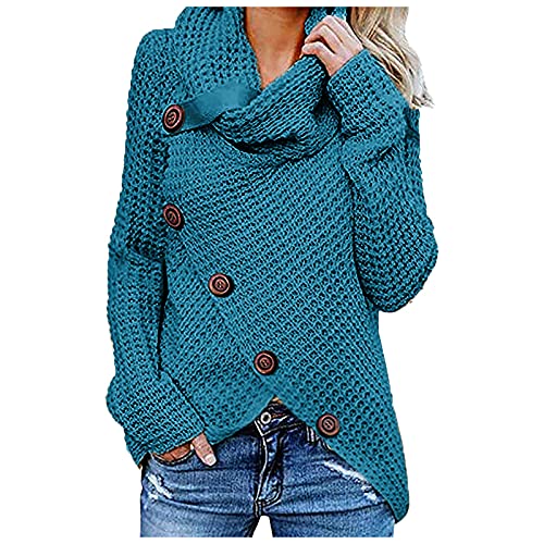 Sweatshirt Damen,Pullover Damen Weihnachtspullover Damen Pullis Damen Lange Strickjacke Mit Kapuze Sweater Weiße Strickjacke Gina Laura Strickjacken(Blau,Einheitsgröße) von MICKURY