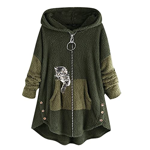 Wrst Bhvr Hoodie,Strick Jacken Kapuzenpulli Pulli Vintage Hoodie Bedrucken Lassen Polopullover Damen Sweatshirt Mit Kurzem Reißverschluss Roter Pullover(Grün,M) von MICKURY