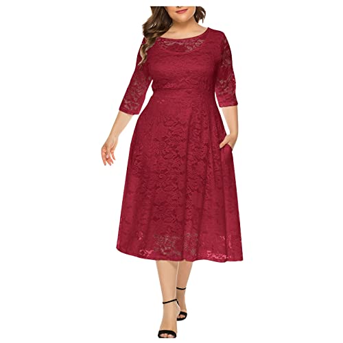 buisnesskleidung Frauen,Flieder Kleid,monki Kleid,türkische Brautkleider,romantische Kleider,Shirt Kleid Damen,Abendkleid Bordeaux,Luxus Abendkleider,Shirtkleid Damen(1-Wine,XXL) von MICKURY