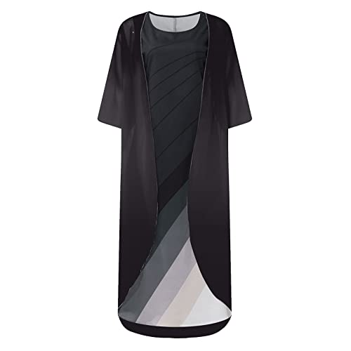 hemdkleid Damen,schönes Kleid für Hochzeit,Unique Abendkleid,Luxus Kleider,hse24 Kleider,Kleid schwarz weiß,Kleider für Schwangere,Abendkleider midi,Mittelalter Kleider Damen(Black-A,3XL) von MICKURY