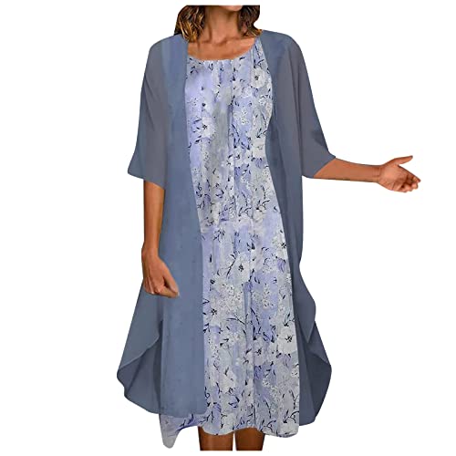 kurzes hochzeitskleid langes strickkleid abendkleid große größen lederkleid maxikleid weiß festlicher hosenanzug chiffon unterkleid blickdicht jugendweihekleider kleid blumenmuster(F-Blau,3XL) von MICKURY