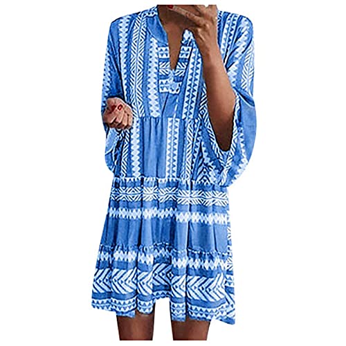 lange ärmel pullover über kleid kurzes brautkleid cocktailkleid hochzeit afrikanische kleider damen pullover kleider kleid mit spitze sweat kleid unterröcke seite bleistiftkleid witt(F-Blau,5XL) von MICKURY