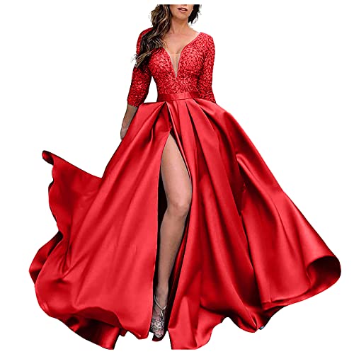 rückenfrei hochzeitskleider kaufen Prinzessin Kleid Damen rüschenkleid Peter hahn Kleider tattoospitze Abendkleid Tanz röcke schöne Kleider Kleid sexy kleine Schwarze Partykleider(Rot,Medium) von MICKURY