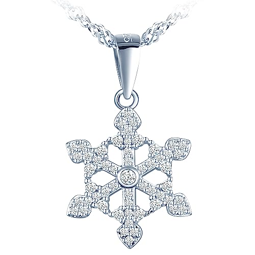 MICMIF 925 Sterling Silber Schneeflocke Halskette Damen Schneeflocke Anhänger mit Zirkonia Silberkette 45cm Damen Halsschmuck für Frauen Mädchen von MICMIF