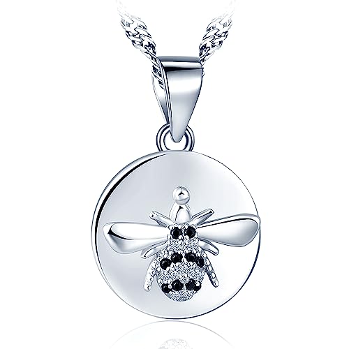 MICMIF Biene Kette Silber 925 DREHBAR Biene Anhänger Halskette Bienen Kette Damen Biene Schmuck Geschenke Damen Mädchen von MICMIF