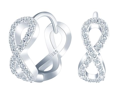 MICMIF Damen Creolen Infinity Ohrringe Silber 925 Unendlichkeit Ohrringe mit Zirkonia Kleine Creolen Unendlich Ohrschmuck für Frauen Mädchen von MICMIF