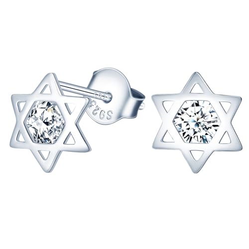 MICMIF Davidstern Ohrstecker Damen Ohrringe Silber 925 Stern Zirkonia Ohrstecker Hexagramm Hypoallergen Silber Schmuck für Frauen Mädchen MICMIF Davidstern Ohrstecker Damen Ohrringe Silber 925 Stern Zirkonia Ohrstecker Hexagramm Hypoallergen Silber Schmuck für Frauen Mädchen von MICMIF