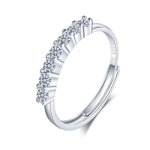 MICMIF Moissanite Damen Ring 0,42 Karat Verstellbarer Ring Silber 925 Ewigkeitsring Band Ringe für Freundin Frau Moissanit Diamant Verlobungsring Ehering für Hochzeit Jahrestag von MICMIF