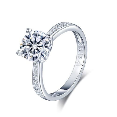 MICMIF Moissanite Damen Ring 1 Karat Solitär Verlobungsring Ehering Sterling Silber 925 Trauring Moissanit Diamant Versprechen Ringe für Frauen Hochzeit Jahrestag von MICMIF