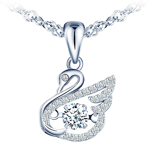 MICMIF Schwan Kette Damen Silber 925 Halsketten, Schwan Anhänger mit Zirkonia Schmuck kettenanhänger silber für Frauen Frau Freundin von MICMIF