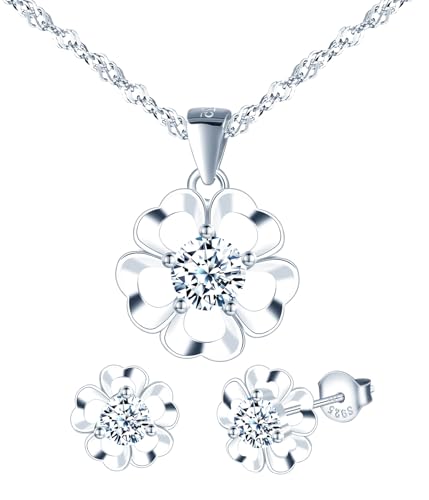 MICMIF Silber 925 Blumen Schmuck Set für Damen Mädchen: Zirkonia Blumen Ohrstecker Silber, Zirkonia Blumen Halskette - Elegant Blumen Ohrringe und Kette für Freundin Ehefrau Mutter MICMIF Silber 925 Blumen Schmuck Set für Damen Mädchen: Zirkonia Blumen Ohrstecker Silber, Zirkonia Blumen Halskette - Elegant Blumen Ohrringe und Kette für Freundin Ehefrau Mutter von MICMIF