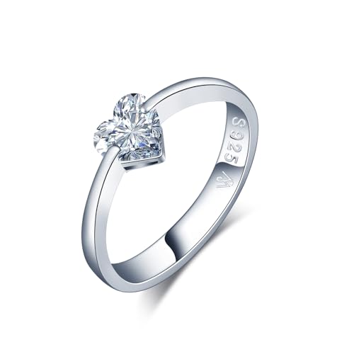 MICMIF Solitär Herz Moissanite Ring 0,5 Karat Damen Ehering Verlobungsring Trauring Sterling Silber 925 Moissanit Diamant Ringe für Frauen Hochzeit Jahrestag von MICMIF