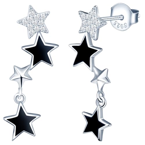 MICMIF Stern Ohrringe Silber 925, Piercing Ohrringe 4 Sterne Zirkonia Climber Ohrstecker Hypoallergen Damen Ohrringe Schwarz für Frauen und Mädchen MICMIF Stern Ohrringe Silber 925, Piercing Ohrringe 4 Sterne Zirkonia Climber Ohrstecker Hypoallergen Damen Ohrringe Schwarz für Frauen und Mädchen von MICMIF