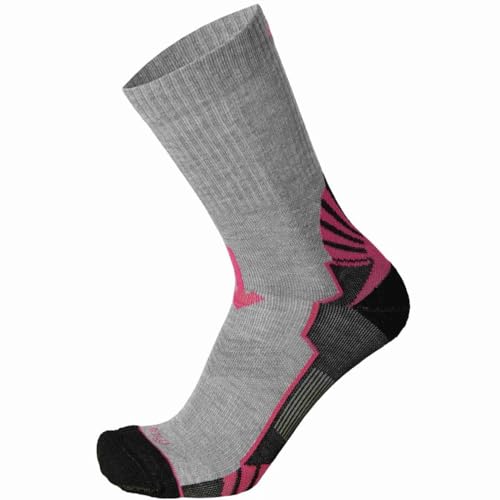 MICO CA01510 Unisex Active Travel Media Medium Weight Odor Zero X-Static, Linie Good Camino, 100% Made in Italy, Grau Melange/Fuchsia, 35-37 von MICO