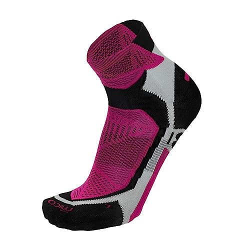 MICO RUNNING PROFESSIONAL Socken, 100 % Made in Italy, ultraleicht, extra leicht, aus Polyamid-Strick, Unisex für Herren und Damen, Schwarz/Pink, Medium von MICO