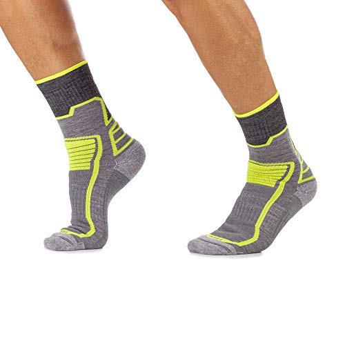 MICO SOCKEN TREKKING, Kurze, Medium, aus Micotex + LYCRA Faser, Natural Merinos, Ultraleicht, Unisex für Herren und Damen, sportlich (38-40, Anthrazit/Fluo gelber) von MICO