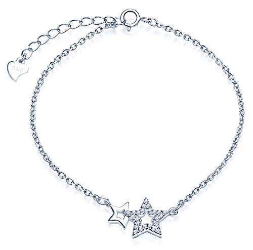 MICSAVI Damen Armband Sterne Armschmuck 925 Sterling Silber mit Zirkonia weiß von MICSAVI