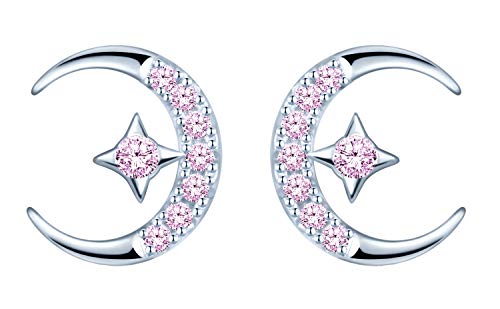 MICSAVI Damen Ohrringe Stern Mond Ohrstecker Silber 925 mit Zirkonia Hypoallergen Ohrschmuck für Frauen Mädchen von MICSAVI
