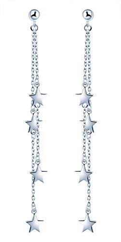 MICSAVI Damen Ohrringe Sterne Halskette Ohrringe 925 Sterling Silber Star Anhänger Ohrstecker mit Zirkonia Ohrschmuck für Frauen Mädchen von MICSAVI