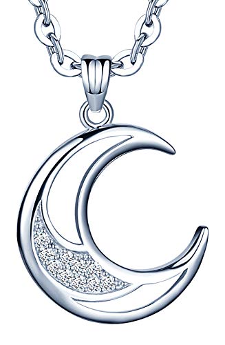 MICSAVI Herren Damen 925 Sterling Silber Freundschaft Paar Halskette Stern und Mond Anhänger mit Kette von MICSAVI