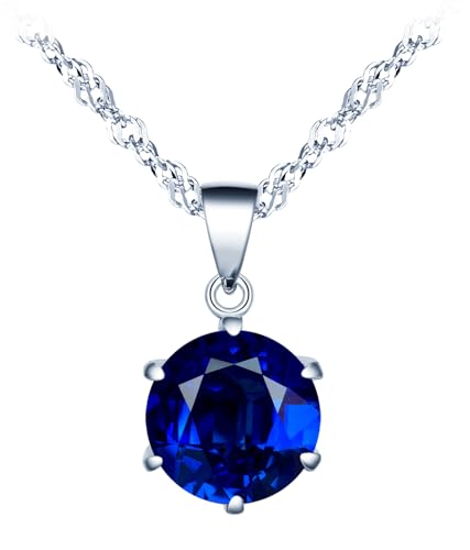 MICSAVI Ketten mit Anhänger Solitär Zirkonia 925 Sterling Silber Colliers für Damen Mädchen Halskette Schmuck von MICSAVI